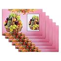 Kuber Industries Table Mats Set of 6 | Dining Table Plate Mat | PVC Table Placemats | Kitchen Table Mat | Heat Resistant Dinner Mat | Barik Flower Print | Pink