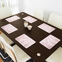 Kuber Industries Table Mats Set of 6 - Waterproof Dining Table Mats | Dinner Table Mat for Kitchen | PVC Anti Slip Food Mats &amp; Table Mats | Marble Print - Pink