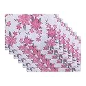 Kuber Industries Table Mats Set of 6 | Dining Table Plate Mat | PVC Table Placemats | Kitchen Table Mat | Heat Resistant Dinner Mat | Barik Flower Print | Pink