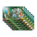Kuber Industries Table Mats Set of 6 | Dining Table Plate Mat | PVC Table Placemats | Kitchen Table Mat | Heat Resistant Dinner Mat | Flower Print | Blue