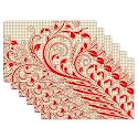 Kuber Industries Table Mats Set of 6 | Dining Table Plate Mat | PVC Table Placemats | Kitchen Table Mat | Heat Resistant Dinner Mat | Flower Print | Blue