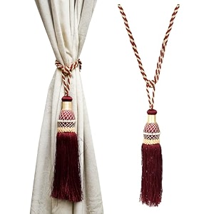 kuber industries tassel set  curtain tie back amp holder for home amp office  moti kit pit tassel  pack of 6  maroon