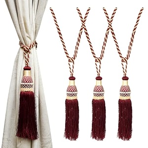 kuber industries tassel set  curtain tie back amp holder for home amp office  moti kit pit tassel  pack of 6  maroon