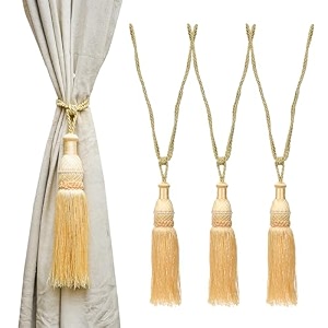 kuber industries tassel set  curtain tie back tassel set  curtain holder tieback  curtain tieback  curtain holder for home amp office dcor  moti kit pit tassel  pack of 4  cream