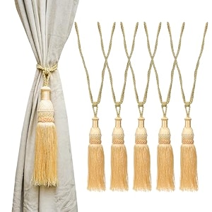 kuber industries tassel set  curtain tie back tassel set  curtain holder tieback  curtain tieback  curtain holder for home amp office dcor  moti kit pit tassel  pack of 6  cream