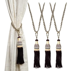 kuber industries tassel set  curtain tie back amp holder for home amp office  moti kit pit tassel  pack of 2  cream