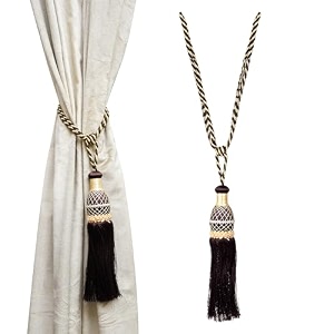 kuber industries tassel set  curtain tie back amp holder for home amp office  moti kit pit tassel  pack of 2  cream