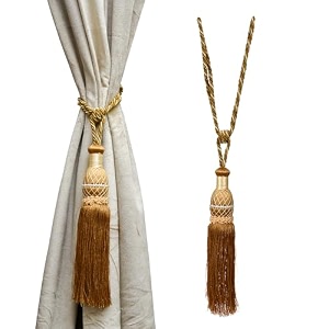 kuber industries tassel set  curtain tie back amp holder for home amp office  moti kit pit tassel  pack of 2  cream