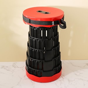 kuber industries telescopic stool  collapsible campingfoldable stool for adults amp outdoor-fishing-hiking-gardening-travel  kxm-2311b  red