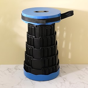 kuber industries telescopic stool  collapsible camping stool  foldable stool for adults  stool for outdoor-fishing-hiking-gardening-travel  portable stool  kxm-2311a  blue
