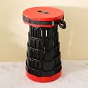 Kuber Industries Telescopic Stool | Collapsible Camping,Foldable Stool for Adults &amp; Outdoor-Fishing-Hiking-Gardening-Travel | KXM-2311B | Red