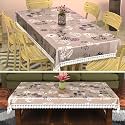 Kuber Industries PVC 60x90 Inch 6 Seater Table Cover Cloth | Dining Table Cover/Sheet for Party and Events | Flower Circle Print - Grey