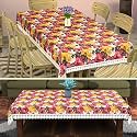 Kuber Industries PVC 60x90 Inch 6 Seater Table Cover Cloth | Dining Table Cover/Sheet for Party and Events | Flower Circle Print - Grey