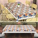Kuber Industries PVC 60x90 Inch 6 Seater Table Cover Cloth | Dining Table Cover/Sheet for Party and Events | Flower Circle Print - Grey