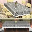Kuber Industries PVC 60x90 Inch 6 Seater Table Cover Cloth | Dining Table Cover/Sheet for Party and Events | Flower Circle Print - Grey