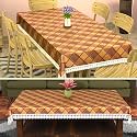 Kuber Industries PVC 60x90 Inch 6 Seater Table Cover Cloth | Dining Table Cover/Sheet for Party and Events | Flower Circle Print - Grey