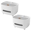 Kuber Industries Tissue Paper Box with Storage|Tissue Holder Dispenser for Bathroom, Car|Pack of 2|White