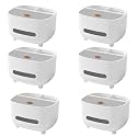 Kuber Industries Tissue Paper Box with Storage|Tissue Holder Dispenser for Bathroom, Car|Pack of 6|White