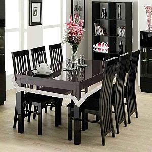 kuber industries transparent dining table cover 6 seatertable cloth for diningtransparent table sheetsilver lace 90x60 inch silver