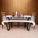 Kuber Industries Transparent Dining Table Cover 4 Seater|Table Cloth for Dining|Transparent Table Sheet|Silver Lace 70x45 Inch (Silver)