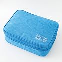 Kuber Industries Travel Organizer For Electronic Accessories|Multipurpose Pouch|Adapter, Cable, Gadget Organizer|Three Comparment With Zipper (Blue)