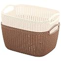 Kuber Industries Unbreakable Plastic 2 Pieces Multipurpose Medium Size Flexible Storage Baskets/Fruit Vegetable Bathroom Stationary Home Basket with Handles (Multicolour) -CTKTC039080