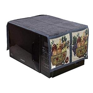 kuber industries velvet microwaveoven top cover with 4 utility pockets 20 ltr grey-kubmart11838