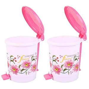 kuber industries virgin plastic 2 pieces small dustbingarbage bin pink-ctktc4046