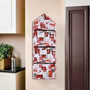 kuber industries wall hanging closet organizer for wardrobe with 3 pockets amp zip  letter holder socks amp tie storage pouches  dil design - white