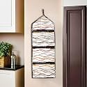 Kuber Industries Polyvinyl Chloride Wall Hanging Closet Organizer for Wardrobe with 3 Pockets &amp; Zip | Letter Holder, Clothing, Socks &amp; Tie Storage Pouches | Printed - Brown