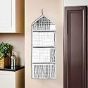 Kuber Industries Wall Hanging Closet Organizer for Wardrobe with 3 Pockets & Zip | Letter Holder, Socks & Tie Storage Pouches | Black Lining -Grey
