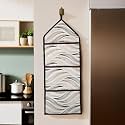 Kuber Industries Wall Hanging Organizer | 3 Multi-Purpose Storage Pocket | Foldable Document Holder | Hanging Stationary Organizer | Magazine Organizer | Wave-Design | Cream