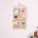 Kuber Industries Flower Printed Multiuses 3 Pockets Wall Hanging Storage Organizer/Holder For Home (Cream & Red)-50KM01175(Cotton)