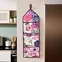 Kuber Industries Wall Hanging Organizer | Quilted Fabric Stationary Organizer | Waterproof 3 Multi-Purpose Pocket | Magazine Organizer | Foldable Document Holder | Brown Flower | Cream