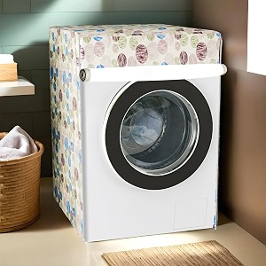 kuber industries polyvinyl chloride pvc washing machine cover  front load washer covers  zipper  ideal for 6 kg 65 kg 7 kg amp 75 kg  waterproof amp dust-proof machine cover  multi dot  blue