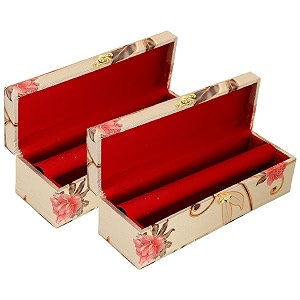 kuber industries wooden bangle box for womenone rod bangle storage boxlock systempack of 2 gold