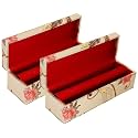 Kuber Industries Wooden Bangle Box For Women|One Rod Bangle Storage Box|Lock System|Pack of 2 (Gold)