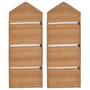 kuber industries wooden design 3 pockets wall hanging storage organizer magazineletter holder stationary organizer brown-hs43kubmart25734hs43kubmart025734