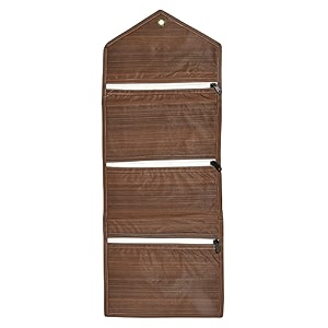kuber industries wooden design 3 pockets wall hanging storage organizer magazineletter holder stationary organizer- pack of 2 brown-hs43kubmart25736