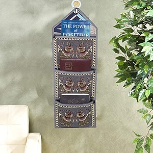 kuber industries wooden design 3 pockets wall hanging storage organizer magazineletter holder stationary organizer brown-hs43kubmart25734hs43kubmart025734