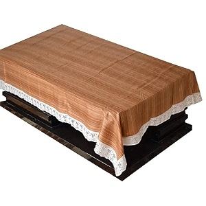 kuber industries wooden print table cloth 4 seaterwaterproof center table covertable protector for indoor amp outdoor 60x40 brown