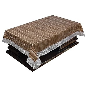 kuber industries wooden print table cloth 4 seaterwaterproof center table covertable protector for indoor amp outdoor 60x40 beige