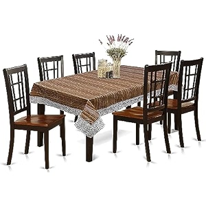 kuber industries 4034x6034 bamboo design pvc waterproof antislip amp wipe clean center table cover for 4 seater brown-hs43kubmart25570