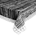 Kuber Industries Wooden Print Table Cloth 6 Seater|Waterproof Dining Table Cover 6 Seater|Table Protector for Indoor &amp; Outdoor 90x60 (Black)