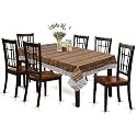 Kuber Industries Wooden Print Table Cloth 6 Seater|Waterproof Dining Table Cover 6 Seater|Table Protector for Indoor &amp; Outdoor 90x60 (Brown)
