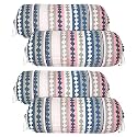 Kuber Industries Zig zag Print Bolster Cover with Drawstring|Round Bedside Long Pillow Cover|Dewan Pillow Cover Set 16 x 32 |Bolster Cover Set of 4 (Multi)