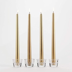 pack of 12 pcs 95 inch premium golden metallic taper candle 9534 long - set of 12 pcs pack of 12 pcs