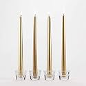 Pack of 12 Pcs 9.5 Inch Premium Golden Metallic Taper Candle, 9.5" Long - Set of 12 Pcs (Pack of 12 Pcs)