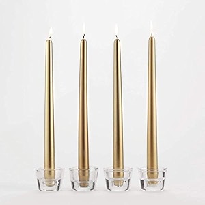 pack of 3 pcs 95 inch premium golden metallic taper candle 9534 long - set of 3 pcs pack of 3 pcs