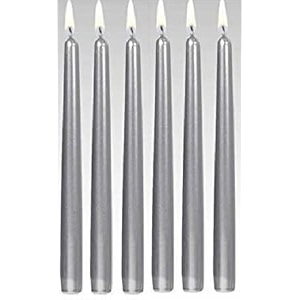 pack of 6 pcs 95 inch designer premium silver taper pillar candle 95 inch long for partydaily use candle pack of 6 pcs silver
